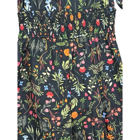 Anthropologie Jumpsuit‎ Hutch Poplin Forest Blue Botanical Floral Womens XSmall - Picture 10 of 15